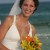 bride smiling on beach