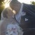 Kiss under veil with sunset