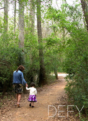 Girl and Mom Walking