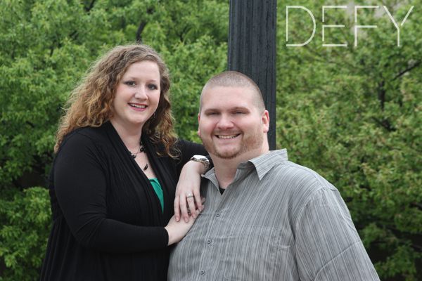 Newly engaged couple at forest park