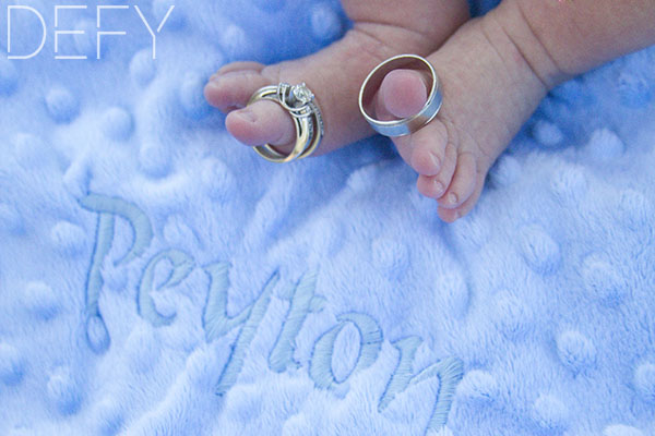 Baby's feet with rings