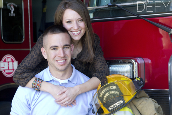 Couple on a fire truck