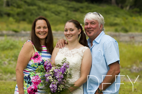 bride with parents